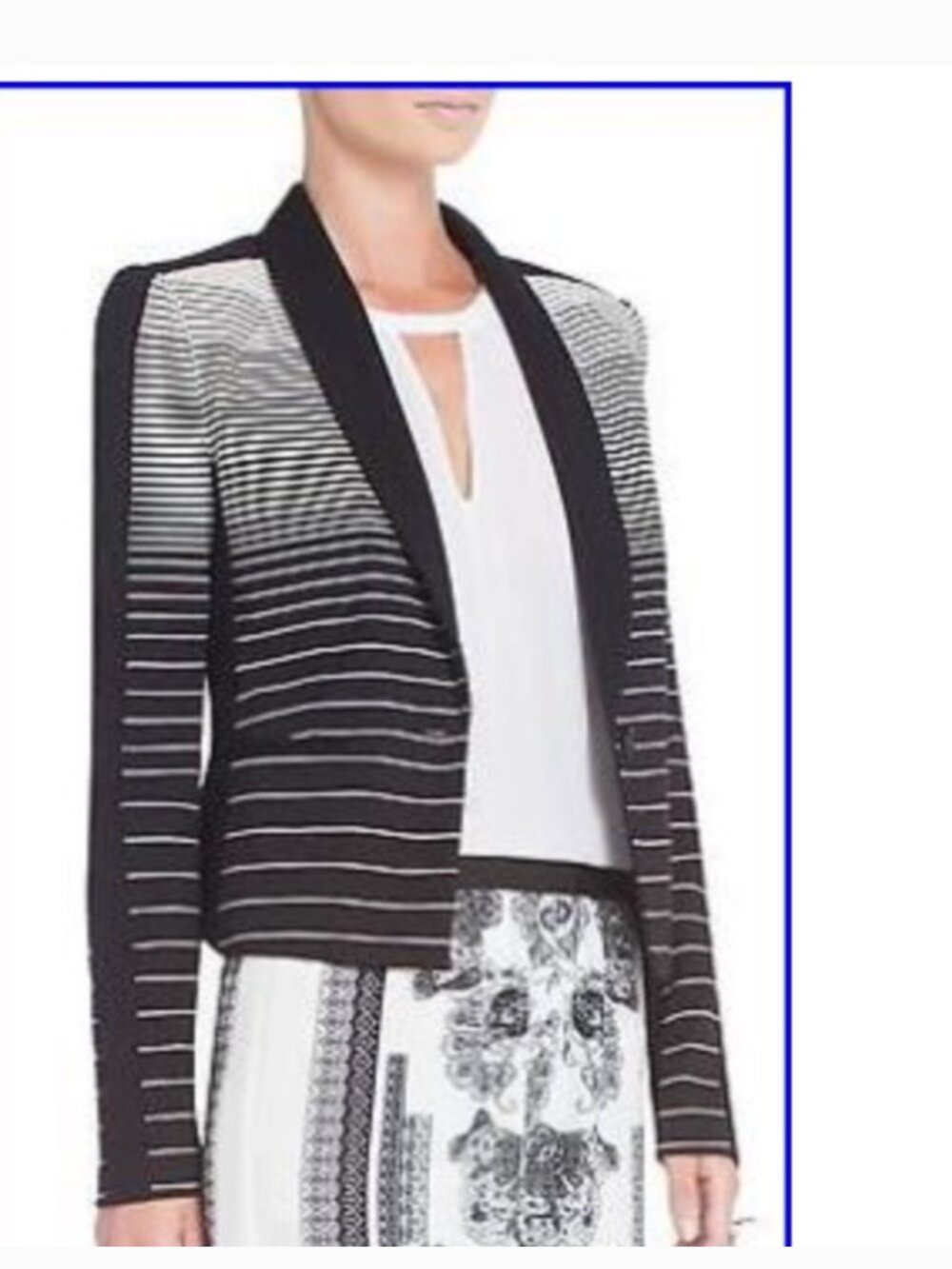 BCBGMAXAZRIA Bowie stripe Black/White tuxedo blazer M CAREER CORE - Picture 12 of 14